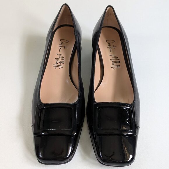 Cristina Millotti Women's Black Leather Square Toed Shoes Size 38.5/US 8